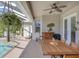 Spacious covered patio with pool access and seating area at 283 Long Meadow Ln, Rotonda West, FL 33947