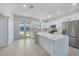Bright open kitchen features white cabinetry, stainless appliances, island, and backyard view at 9262 Genesee St, Port Charlotte, FL 33981