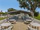 Covered picnic area with multiple tables and benches at 130 Nautical Dr, North Port, FL 34287