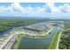 Aerial view of a waterfront community with canals and many houses at 14589 Ponce De Leon Trl, Port Charlotte, FL 33981