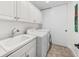 Convenient laundry area featuring a sink, storage cabinets, washer, and dryer at 11160 Hacienda Del Mar Blvd # D-205, Placida, FL 33946