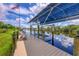 Spacious private dock with seating area, perfect for enjoying the water views at 15608 Lakeland Cir, Port Charlotte, FL 33981