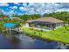 Property showcasing canal-front location, pool, and private dock at 15608 Lakeland Cir, Port Charlotte, FL 33981