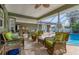 Relaxing pool area with covered patio and comfortable seating at 7168 Lighthouse St, Englewood, FL 34224