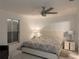Bedroom with king-size bed, ceiling fan and sitting area at 324 Comstock St, Port Charlotte, FL 33954