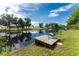 Serene waterfront dock with rocking chair, overlooking the calm canal waters at 13511 Foresman Blvd, Port Charlotte, FL 33981