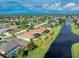 Aerial view showing a house's backyard, pool, and location at 240 White Marsh Ln, Rotonda West, FL 33947