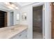 Bathroom with single vanity and shower at 20 Annapolis Ln, Rotonda West, FL 33947