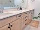 Bathroom vanity with quartz countertop and modern hardware at 19060 Moscato Ct, Venice, FL 34293