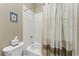 Clean bathroom with shower/tub combo and updated vanity at 5100 White Ibis Dr, North Port, FL 34287