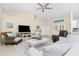 Comfortable living room with white sofas and a large TV at 3075 Bay Oaks Cir, Englewood, FL 34223