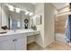 Simple bathroom with single vanity and shower/tub combo at 3393 Grand Vista Ct # 201, Port Charlotte, FL 33953