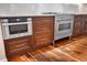 Built-in microwave and drawers in a kitchen with hardwood floors at 5208 Churchill Rd, Port Charlotte, FL 33981