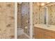 Bathroom with patterned wallpaper and a shower/tub combo at 3031 Rivershore Ln, Port Charlotte, FL 33953