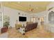 Open living room with a high ceiling, recessed lighting, and comfortable furniture at 3060 Rivershore Ln, Port Charlotte, FL 33953