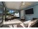 Relaxing screened porch with tiled floor, wicker furniture, and ceiling fan at 5214 Norlander Dr, Port Charlotte, FL 33981