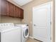 Bright laundry room with washer, dryer, and ample cabinetry at 12753 Sagewood Dr, Venice, FL 34293