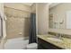 Clean bathroom with shower/tub combo and granite countertop at 2148 La Palma Ave, Port Charlotte, FL 33953