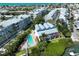 Aerial view of waterfront property with pool and private dock access at 2255 N Beach Rd # 9, Englewood, FL 34223