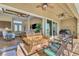 Spacious covered patio with wicker furniture and access to the kitchen and living room at 634 Boundary Blvd, Rotonda West, FL 33947