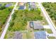 Aerial view showcasing the home, screened pool, spacious yard, and neighborhood at 14010 San Domingo Blvd, Port Charlotte, FL 33981