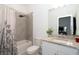 Clean bathroom with granite countertop and shower/tub combo at 19584 Fishhawk Trl, Venice, FL 34293