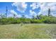 Spacious backyard with green grass, landscaping, some trees, and a few decorative features on a sunny day at 4036 Elvington Rd, Port Charlotte, FL 33981