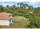 Spacious backyard featuring a well-kept lawn and surrounded by mature trees, offering privacy at 4036 Elvington Rd, Port Charlotte, FL 33981
