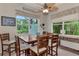 Bright breakfast nook features a wood table and chairs, offering a view of the backyard at 13123 Preserve Ct, Port Charlotte, FL 33953