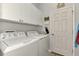 Functional laundry room with washer, dryer, and cabinets at 13123 Preserve Ct, Port Charlotte, FL 33953