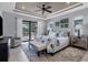 Spacious main bedroom with plush bedding and access to the backyard at 15336 Lakeland Cir, Port Charlotte, FL 33981