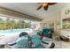 Beautiful outdoor living space with dining, comfortable seating, and a serene pool view, perfect for entertaining at 15375 Taurus Cir, Port Charlotte, FL 33981