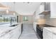 Open kitchen with large island, stainless steel appliances and view to pool at 35 Broadmoor Ln, Rotonda West, FL 33947