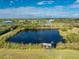 Aerial view of a serene pond surrounded by lush vegetation at 6341 Biggs St, Englewood, FL 34224