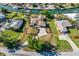 Expansive aerial view showcasing the waterfront neighborhood and properties, with lush greenery at 385 Pelican Bnd, Placida, FL 33946