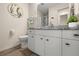 Bathroom with granite countertop and walk-in shower at 4260 Placida Rd # 14C, Englewood, FL 34224