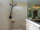 Modern bathroom with walk-in shower, dual sinks, and a luxurious soaking tub at 47 Sportsman Ln, Rotonda West, FL 33947