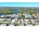 An aerial view of a residential neighborhood surrounded by lush greenery and a waterway at 560 Sandlor Dr, Englewood, FL 34223
