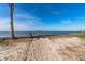 Sandy waterfront access with palm trees and calm water views at 99 W Riverview Ave, Englewood, FL 34223