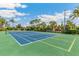 Well-maintained community tennis court surrounded by lush greenery and palm trees, perfect for an active lifestyle at 10300 Coral Landings Ct # 91, Placida, FL 33946