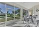 Screened-in sunroom with dining table, backyard views, and natural light at 1437 Keyway Rd, Englewood, FL 34223