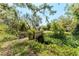 View of wooded foot bridge leading back to the house surrounded by mature trees and wild vegetation at 1828 Whispering Pines Cir, Englewood, FL 34223