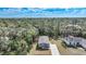 Aerial view of a single-Gathering home with a driveway and surrounding trees at 18399 Fremont Ave, Port Charlotte, FL 33954