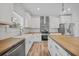 Modern kitchen with white cabinets and butcher block countertops at 19095 Willard Ave, Port Charlotte, FL 33954
