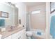 Clean bathroom with tub shower combo and updated vanity at 13307 Eisenhower Dr, Port Charlotte, FL 33953