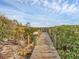 Charming wooden walkway leading through lush vegetation with waterfront access at 7475 Manasota Key Rd, Englewood, FL 34223