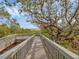 Scenic wooden walkway winding through lush vegetation towards a tranquil waterfront at 7475 Manasota Key Rd, Englewood, FL 34223