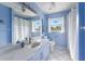 Charming bathroom with blue vanity and drawers, bright light, and stylish decor at 2805 N Beach Rd # B, Englewood, FL 34223