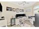 This home office features built-in storage, neutral paint, and natural light at 1061 Boundary Blvd, Rotonda West, FL 33947