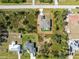 Birds eye view of a single Gathering home with a private pool surrounded by lush landscaping and a well maintained lawn at 7442 Clearwater St, Englewood, FL 34224